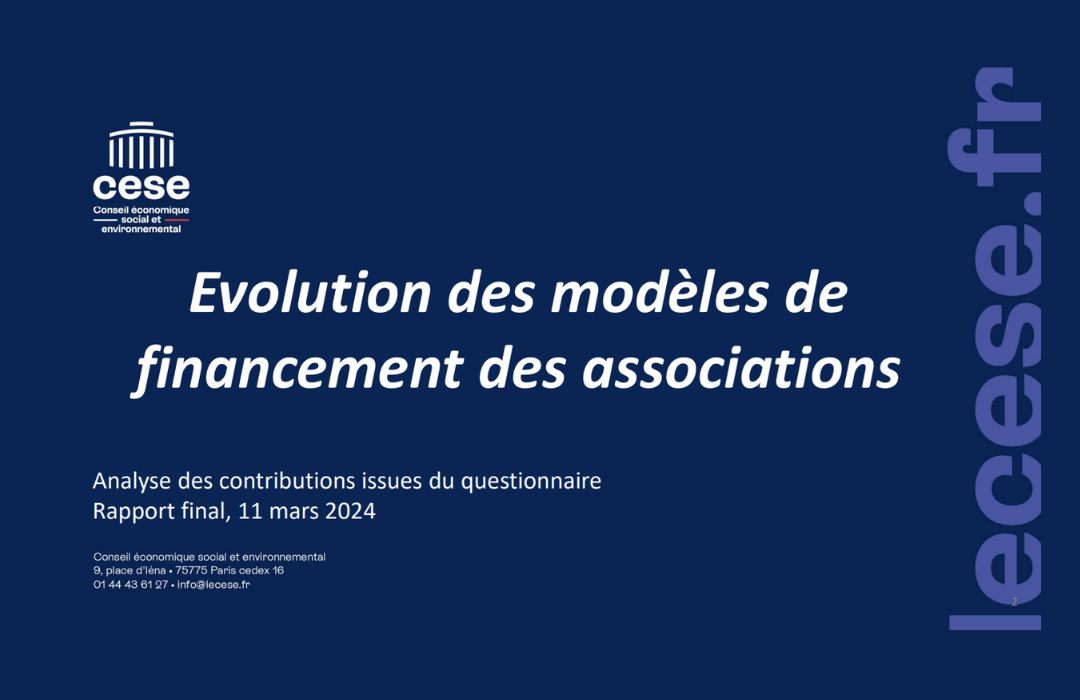 Evolution des modèles de financement des associations : consultation du CESE